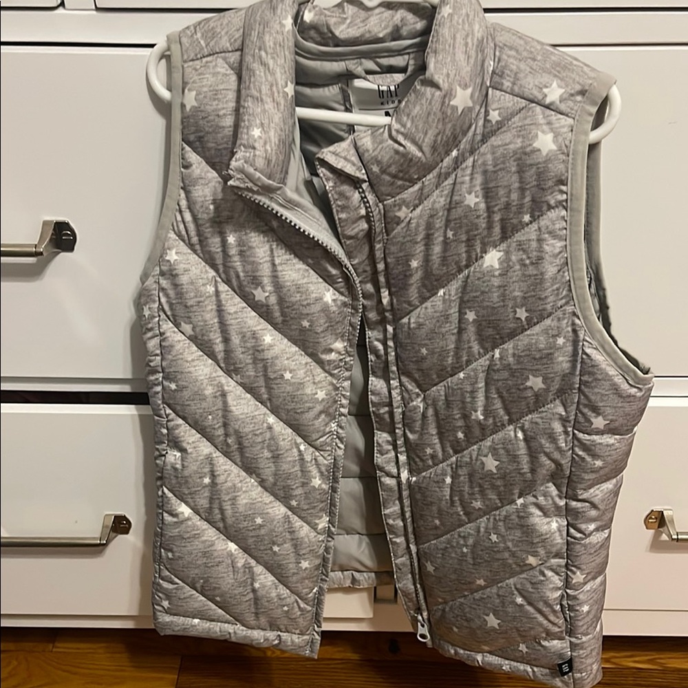 GAP Gray Puffer Vest with Chevron Quilting